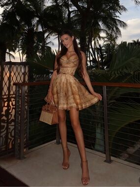 Zimmerman Gold Patterned Mini Dress